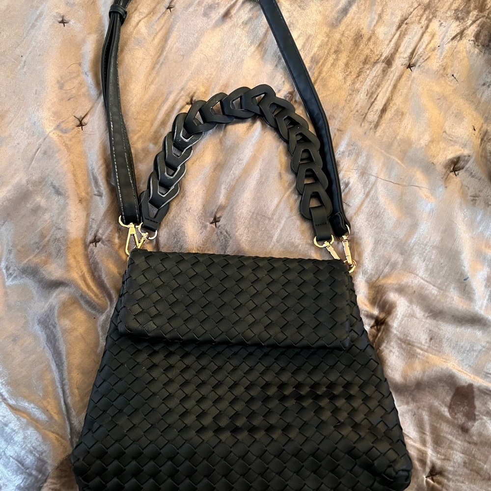Black faux leather bag